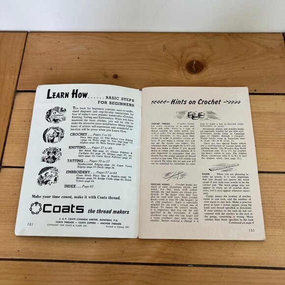 Learn How Book Needlecrafts Knitting Crochet 170-B Coats & Clark Revised 1971 - Picture 5 of 6